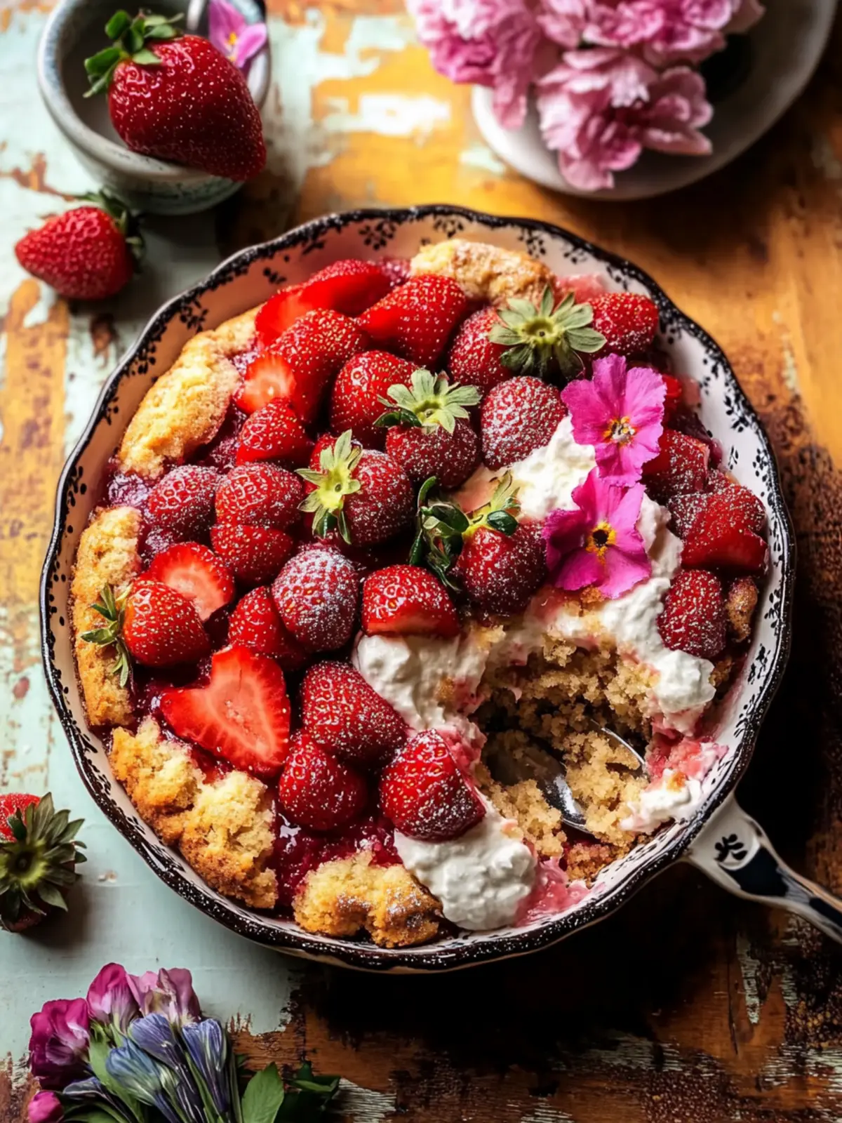Easy Strawberry Spoon Cake: A Sweet Bowl of Summer Joy 4 Easy Strawberry Spoon Cake