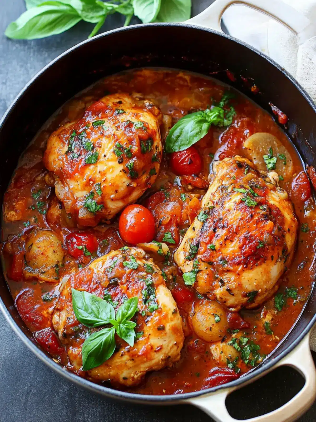 Savory Italian Braised Chicken with Tomato and Basil Delight 3 Italian Braised Chicken