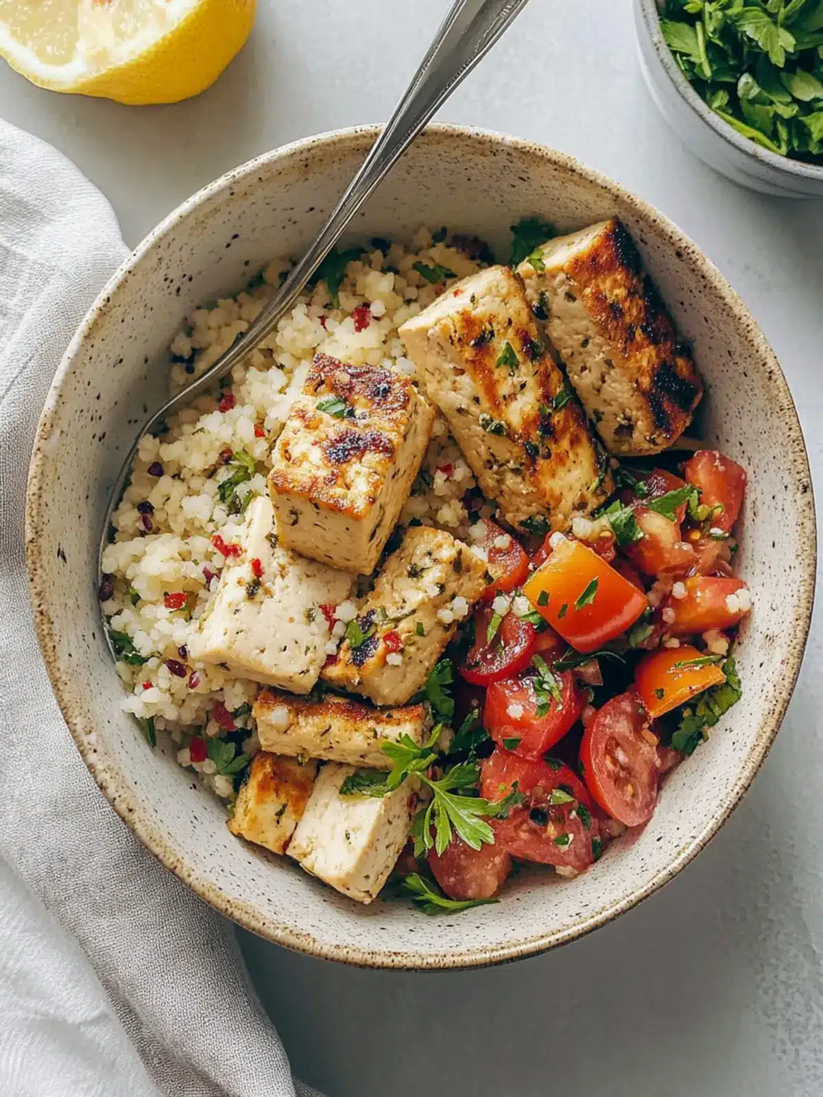 Mediterranean Herbed Lemon Tofu and Couscous Bowl Bliss 4 Mediterranean Herbed Lemon Tofu and Couscous Bowl