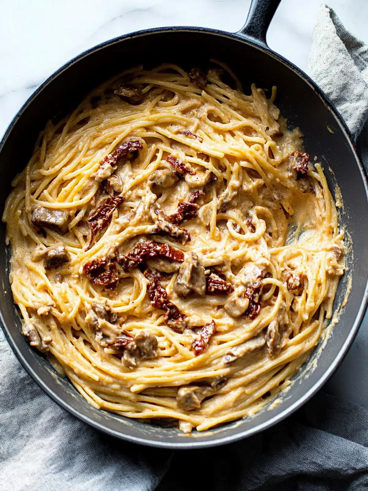 Creamy Goat Cheese and Sun-Dried Tomato Pasta Bliss 2 Creamy Goat Cheese and Sun-Dried Tomato Pasta with Roasted Garlic and Mushrooms