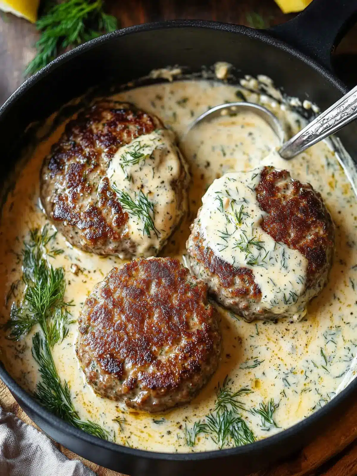 Savory Hamburger Steaks in Creamy Dill Sauce You ll Love 4 Hamburger Steaks in Creamy Dill Sauce