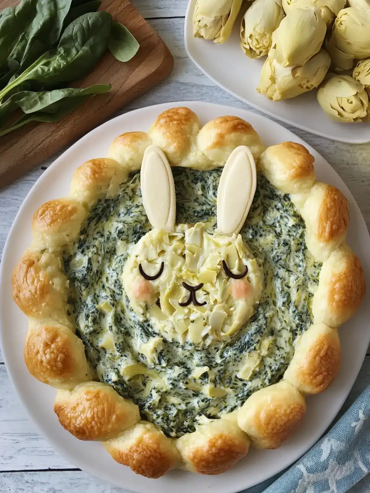 Delightful Bunny Shaped Spinach Artichoke Dip for Easter Fun 3 Bunny Shaped Spinach Artichoke Dip