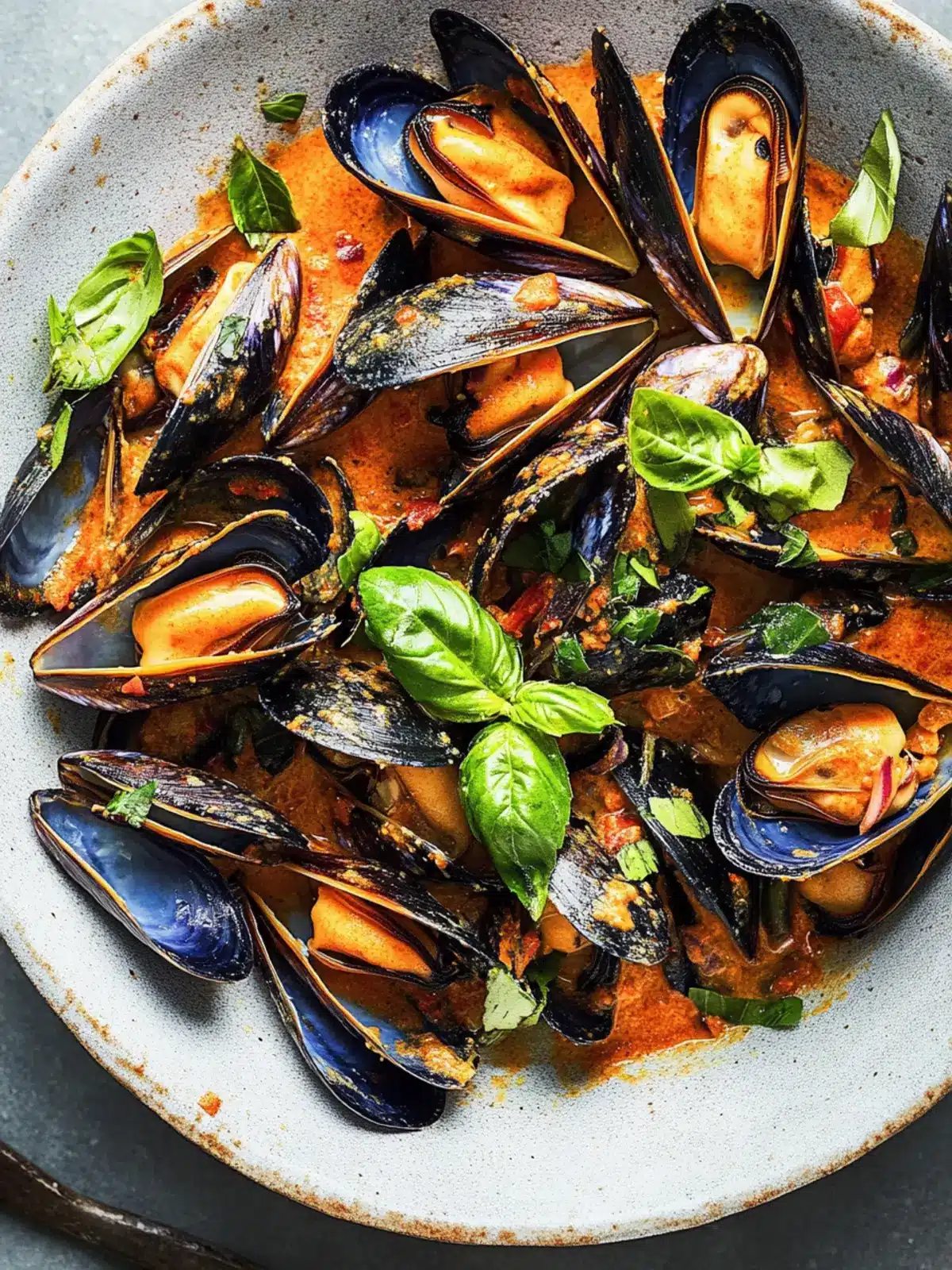 Spicy Mussels with Harissa and Basil for a Flavor Explosion 4 Mussels with Harissa and Basil