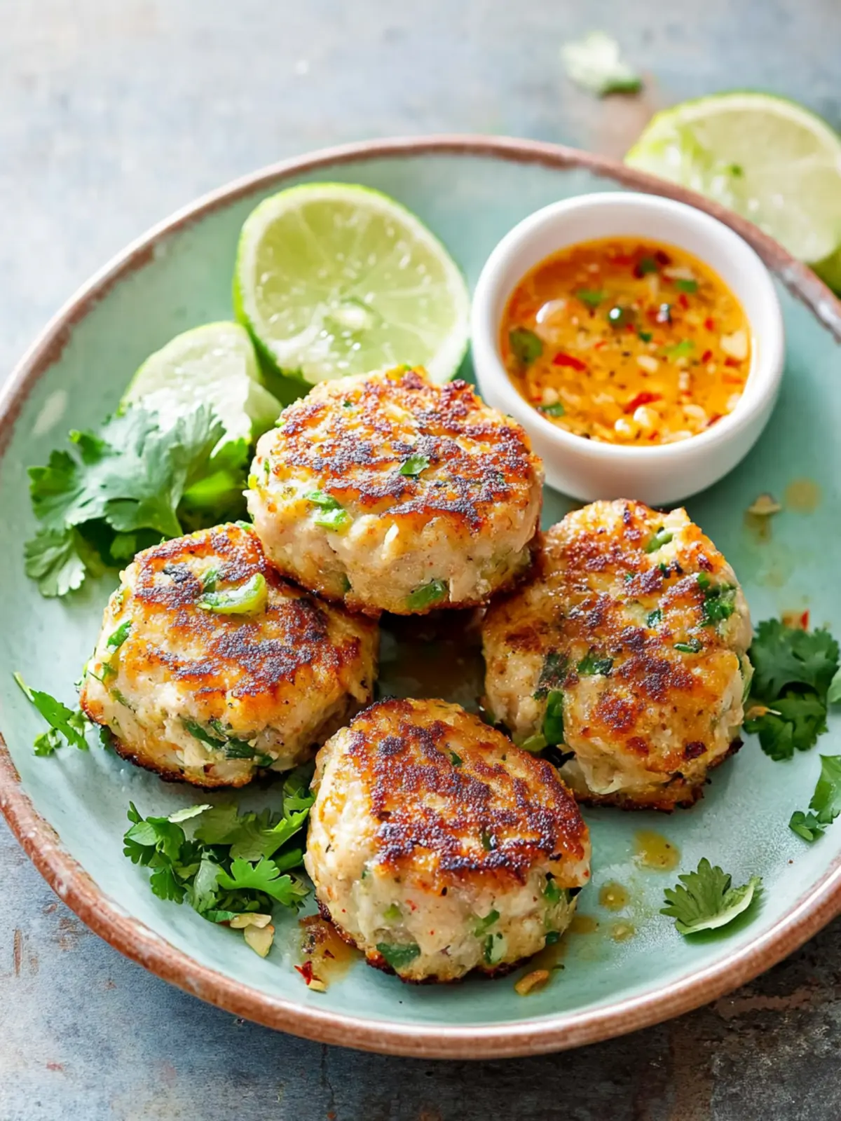 Savory Thai Chicken Cakes with Kickin' Spicy Mango Chutney 2 Thai Chicken Cakes