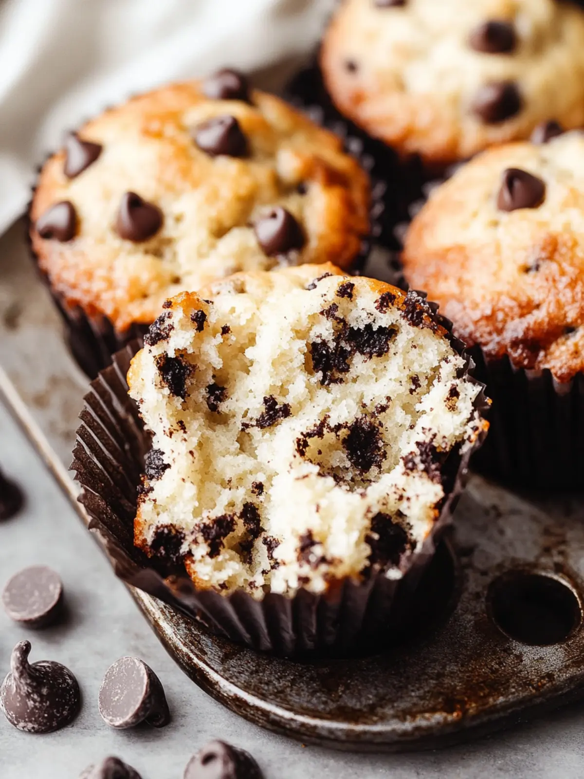 Fluffy Chocolate Chip Muffins That Will Brighten Your Day 4 Fluffy Chocolate Chip Muffins