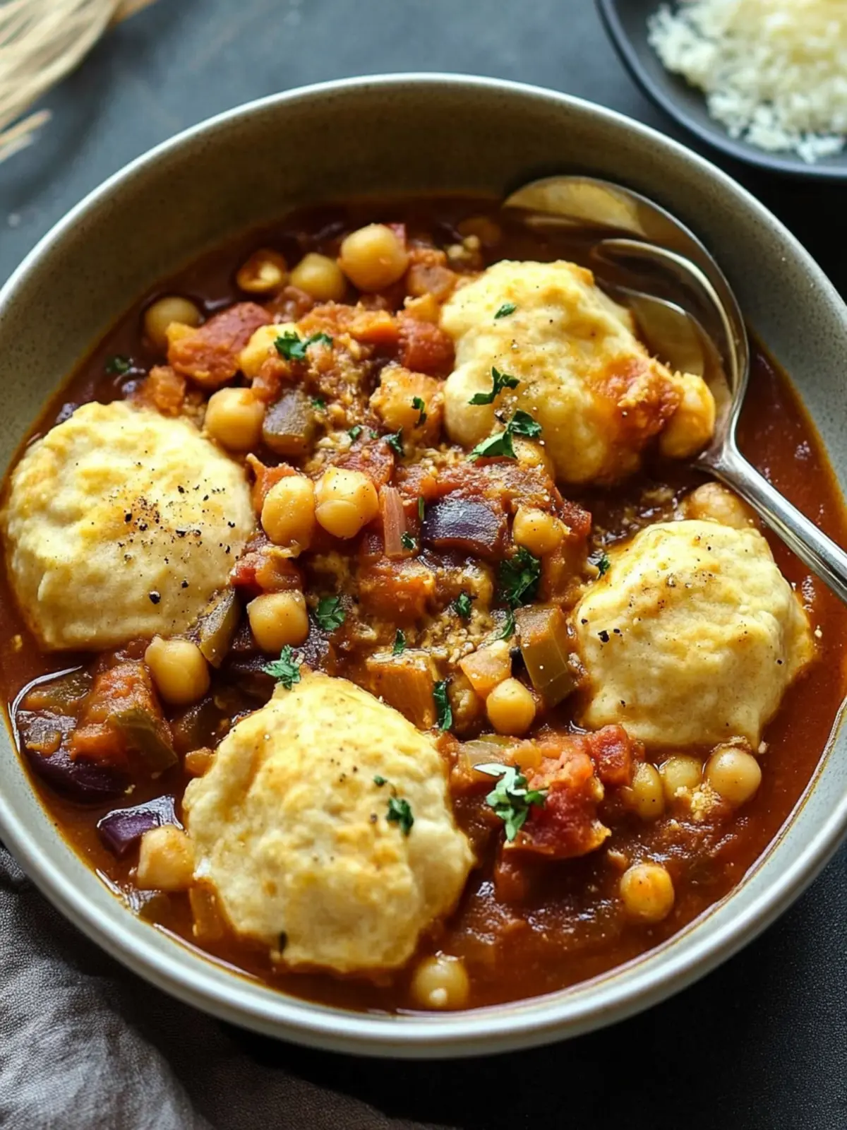 Comforting Eggplant & Chickpea Stew with Cheddar Dumplings 4 Eggplant & Chickpea Stew with Cheddar Dumplings