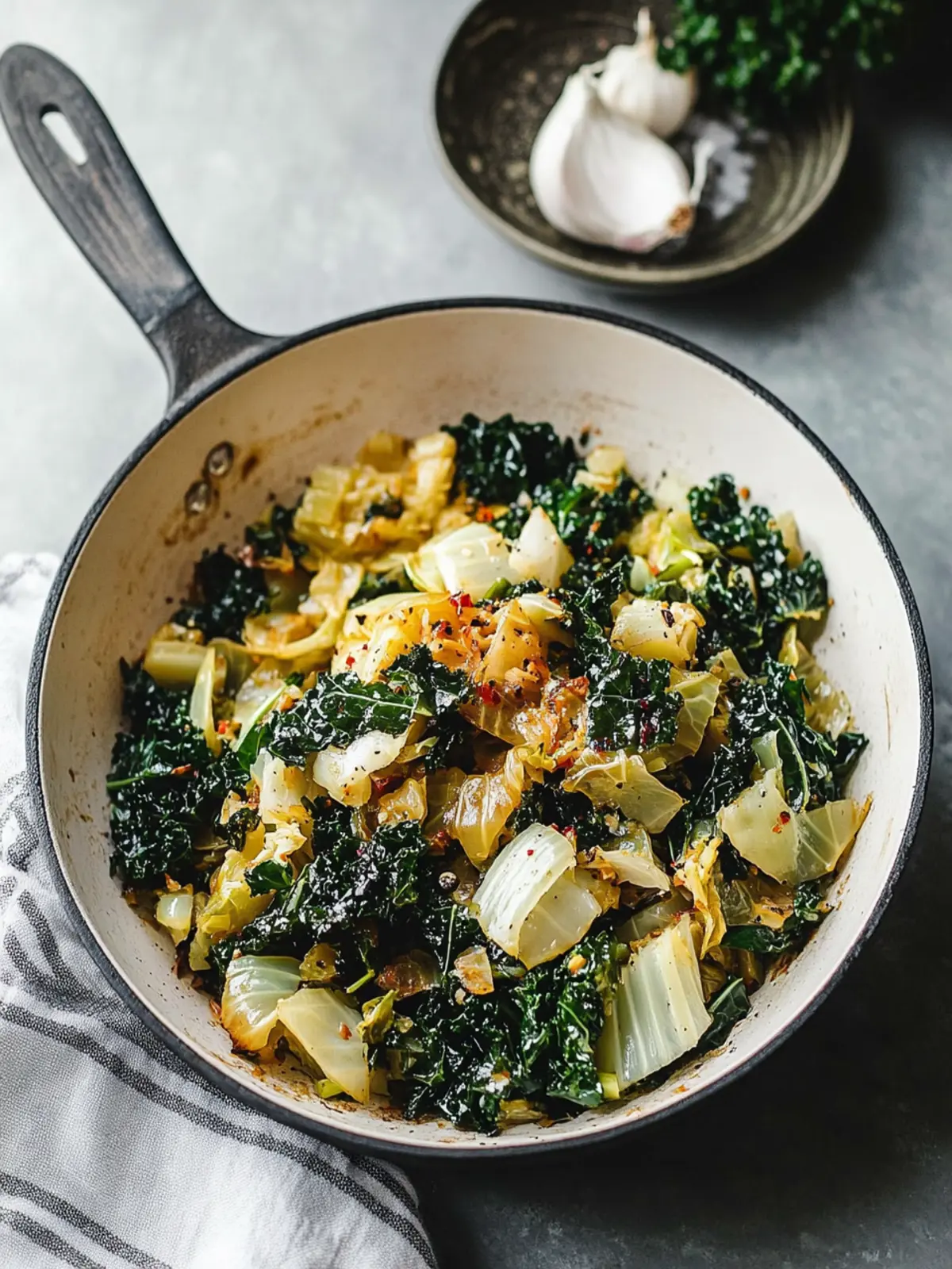 Delicious Garlic Sautéed Cabbage Kale Skillet You ll Crave 4 Garlic Sautéed Cabbage Kale Skillet