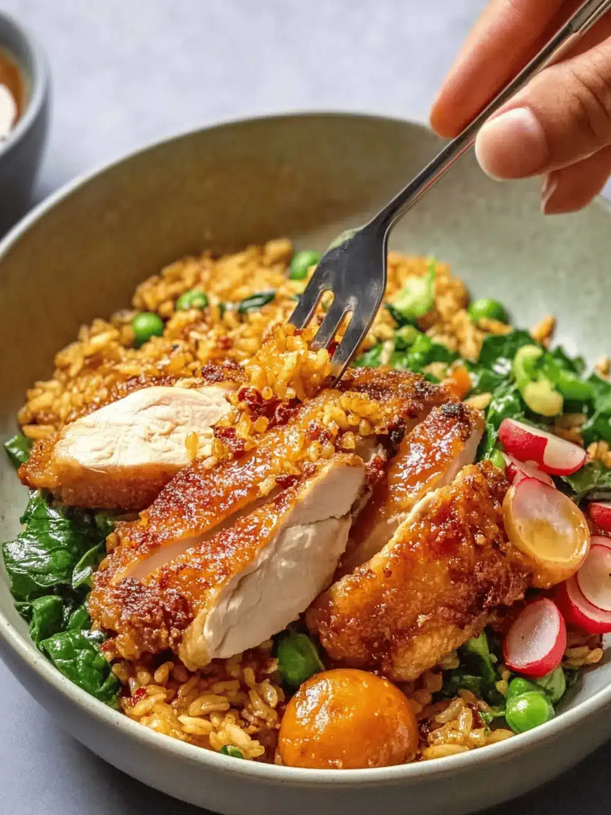 Savor âNo-fry Fried Chicken & Greens Fried Rice Tonight! 2 âNo-fry Fried Chicken & Greens Fried Rice