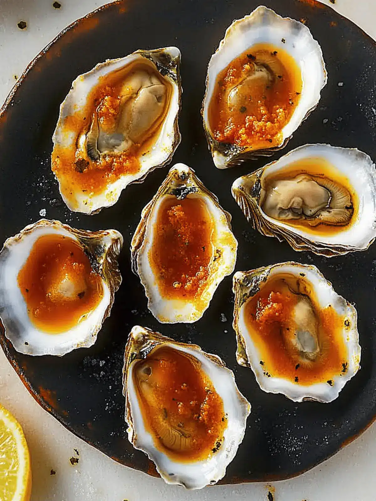 Savory Barbecued Oysters with Smoky Uni Butter Delight 2 Barbecued Oysters with Smoky Uni Butter