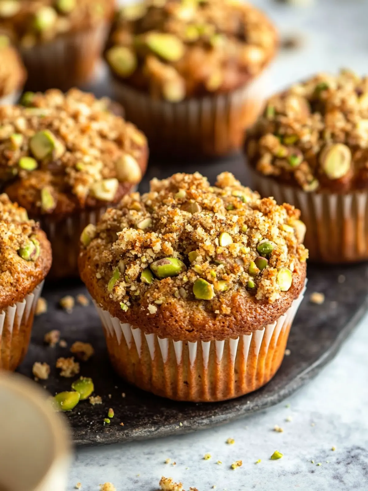 Pistachio Muffins with Pistachio Crumble Topping Perfection 4 Pistachio Muffins With Pistachio Crumble Topping