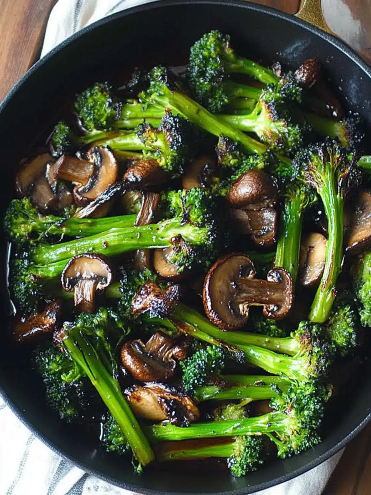 Savory Roasted Broccolini with Mushrooms in Balsamic Sauce 2 Roasted Broccolini with Mushrooms in Balsamic Sauce