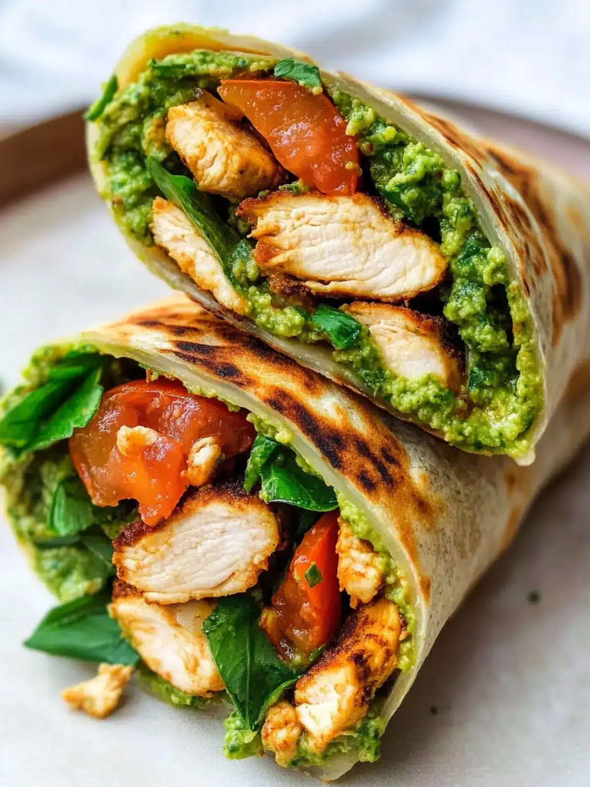 Delicious Chicken Wraps with Tomato Pesto and Hummus Boost 4 Chicken Wraps with Tomato Pesto and Hummus