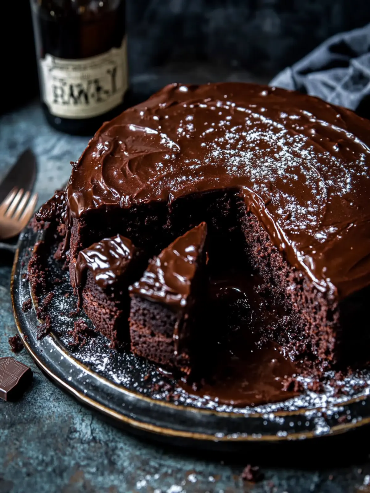 Decadent Dark Chocolate Whiskey Cake with Silky Ganache 4 Dark Chocolate Whiskey Cake with Whiskey Ganache