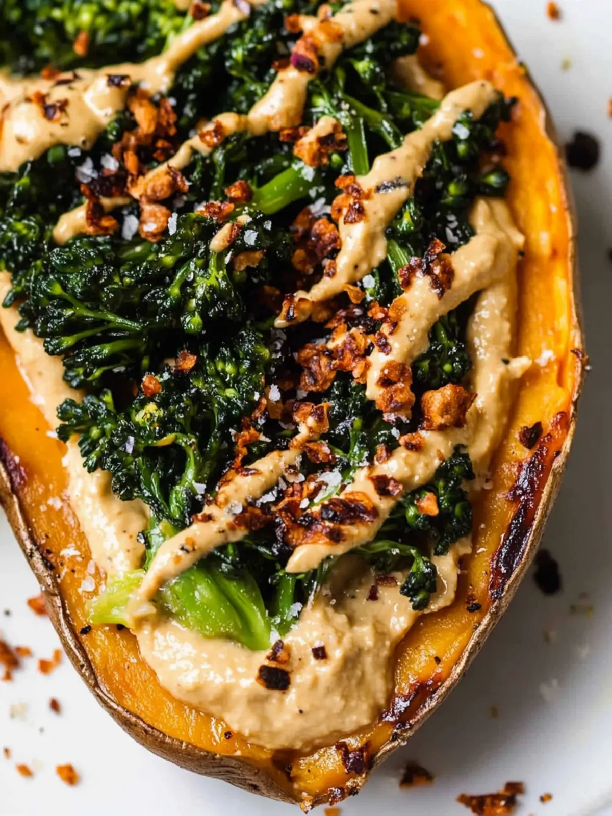 Savory Broccoli Rabe and Hummus Topped Sweet Potatoes Delight 4 Broccoli Rabe and Hummus Topped Sweet Potatoes