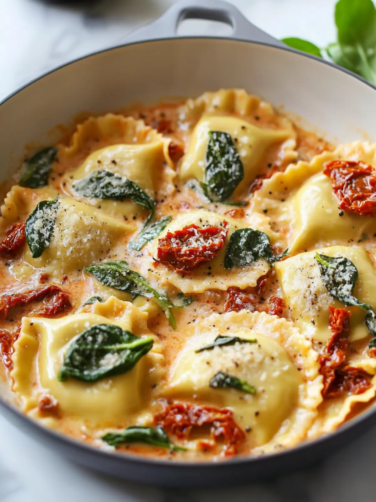Creamy Sun-Dried Tomato and Spinach Sauce Ravioli Made Easy 2 Creamy Sun-Dried Tomato and Spinach Sauce Ravioli