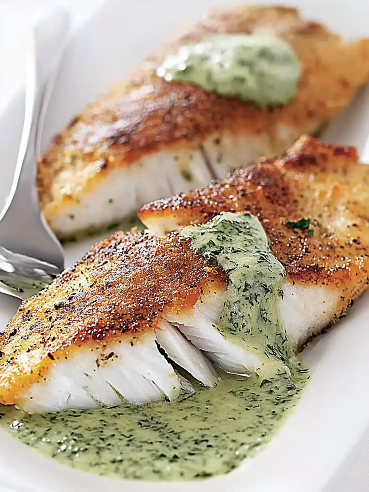 Delicious Sea Bass Fillets with Parsley Sauce to Impress! 2 Sea Bass Fillets with Parsley Sauce