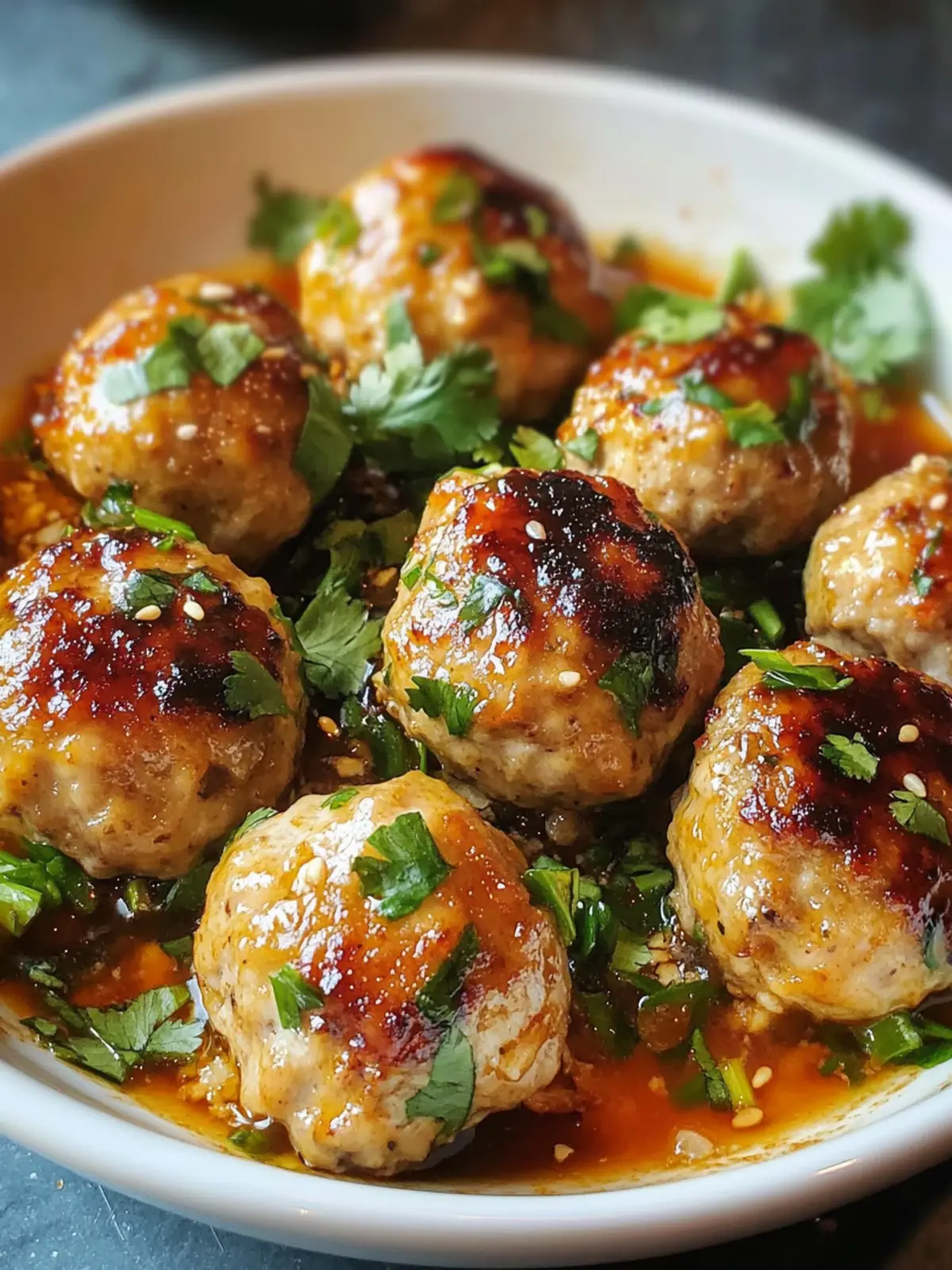 Savory Baked Thai Chicken Meatballs with Spicy Sweet Sauce 2 Baked Thai Chicken Meatballs