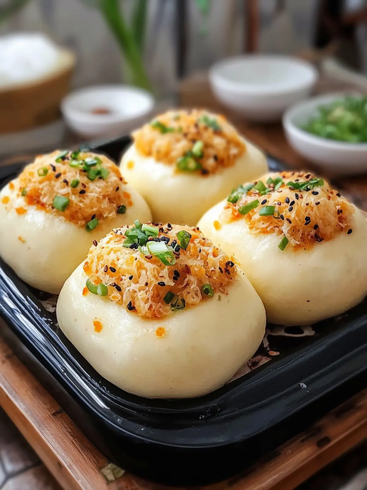Pork Floss Scallion Buns: A Must-Try Steamed Delight! 2 Pork Floss Scallion Buns