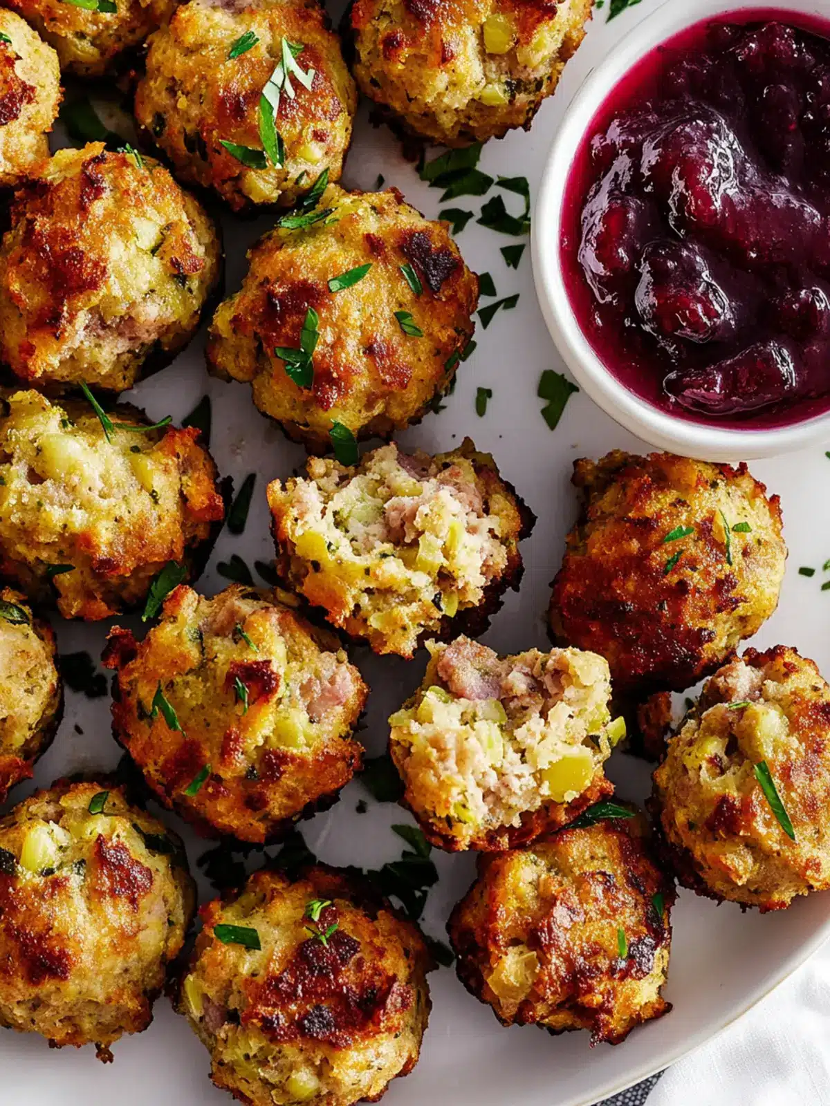 Savor Sausage Stuffing Bites With Cranberry Sauce Delight 3 Sausage Stuffing Bites With Cranberry Sauce