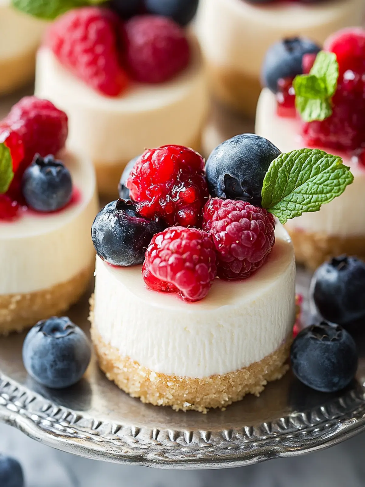 Irresistible Mini Cheesecakes with Berry Topping Delight 2 Mini Cheesecakes with Berry Topping