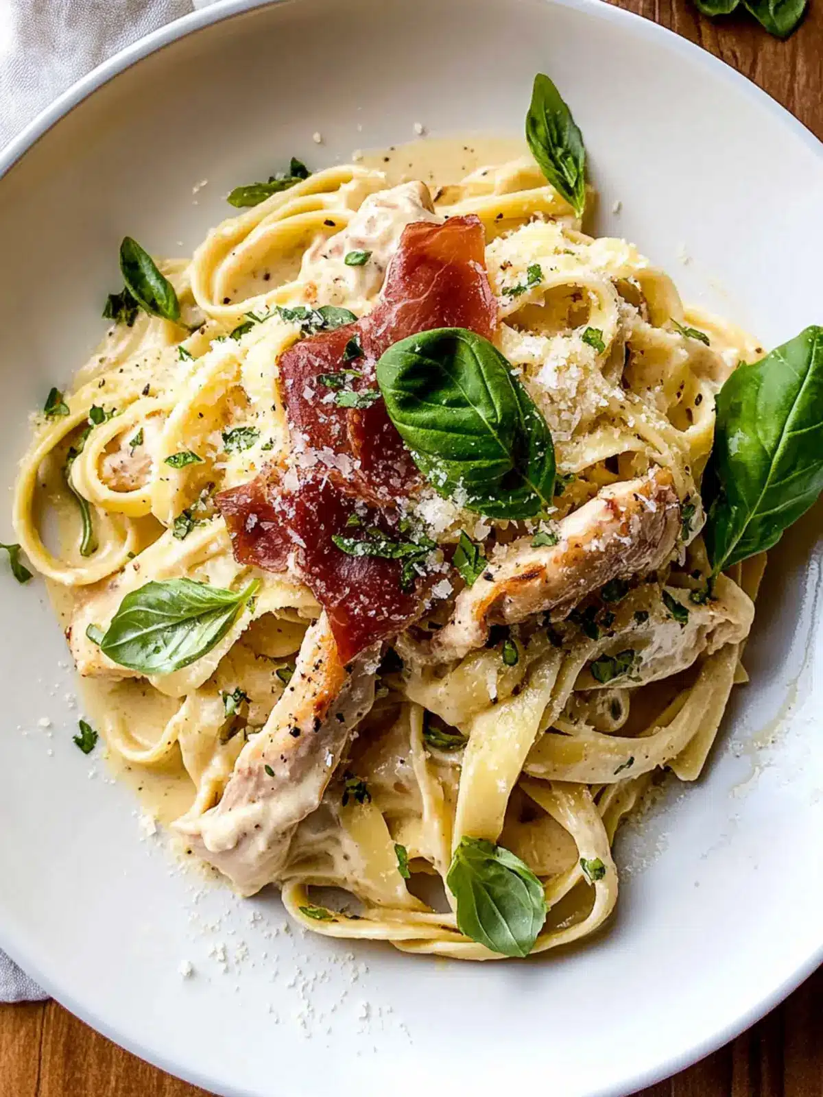 Basil Chicken Fettuccine Alfredo with Prosciutto Delight 4 Basil Chicken Fettuccine Alfredo with Prosciutto