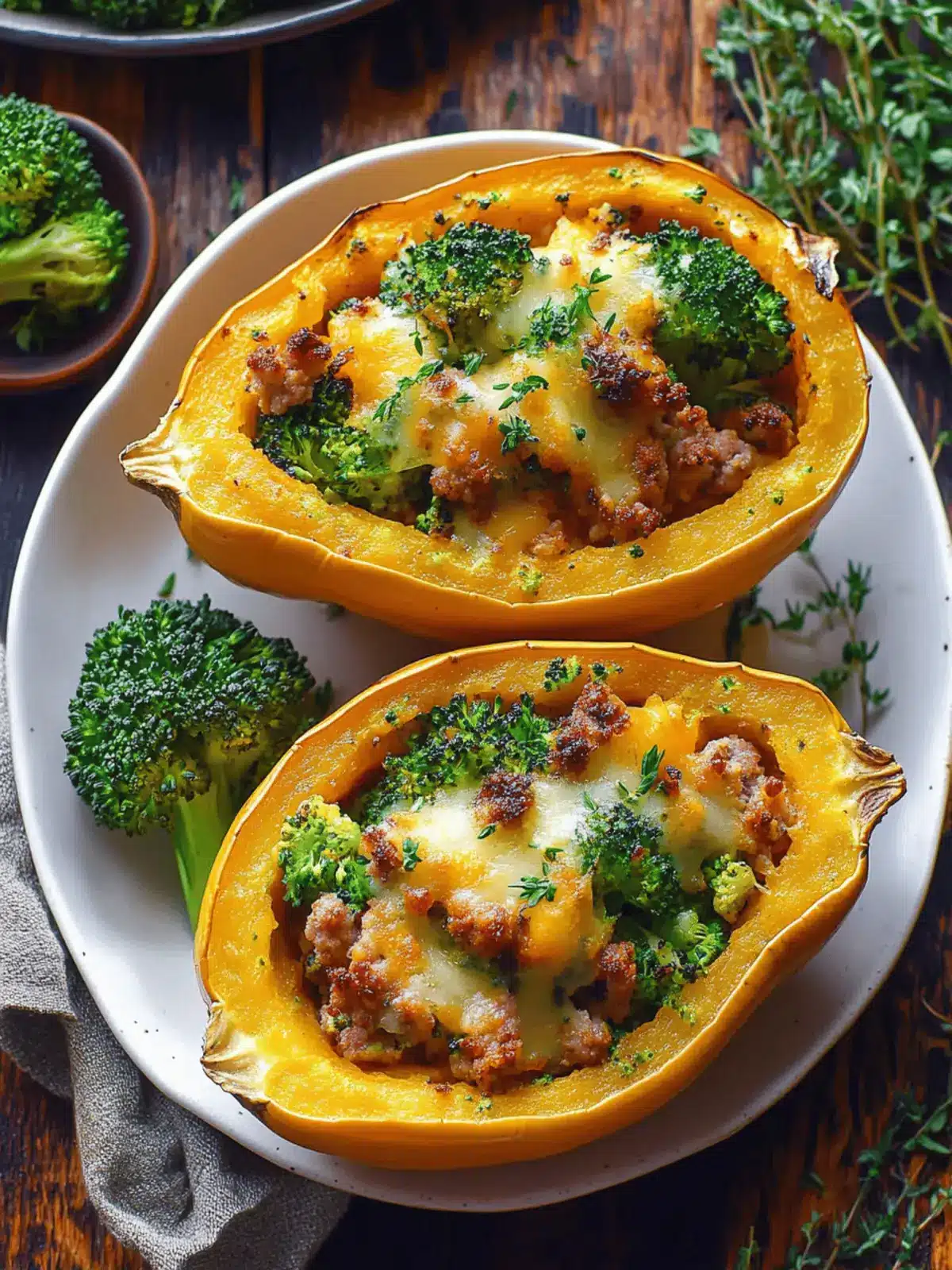 Stuffed Spaghetti Squash with Broccoli, Sausage, and Cheddar Bliss 4 Stuffed Spaghetti Squash with Broccoli, Sausage, and Cheddar Cheese