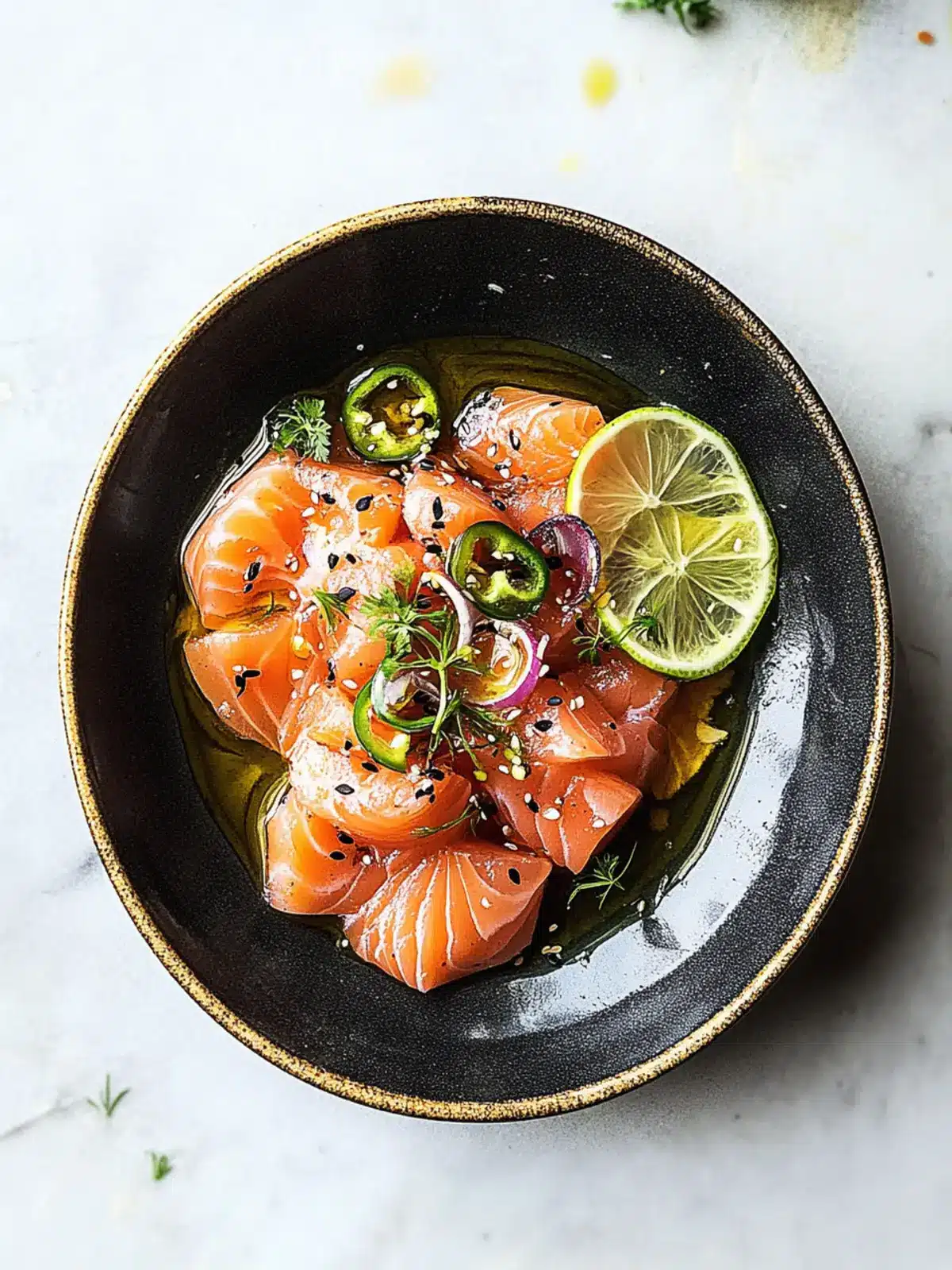 Savory Salmon Crudo with Soy Sesame Oil Delight 2 Salmon Crudo with Soy Sesame Oil