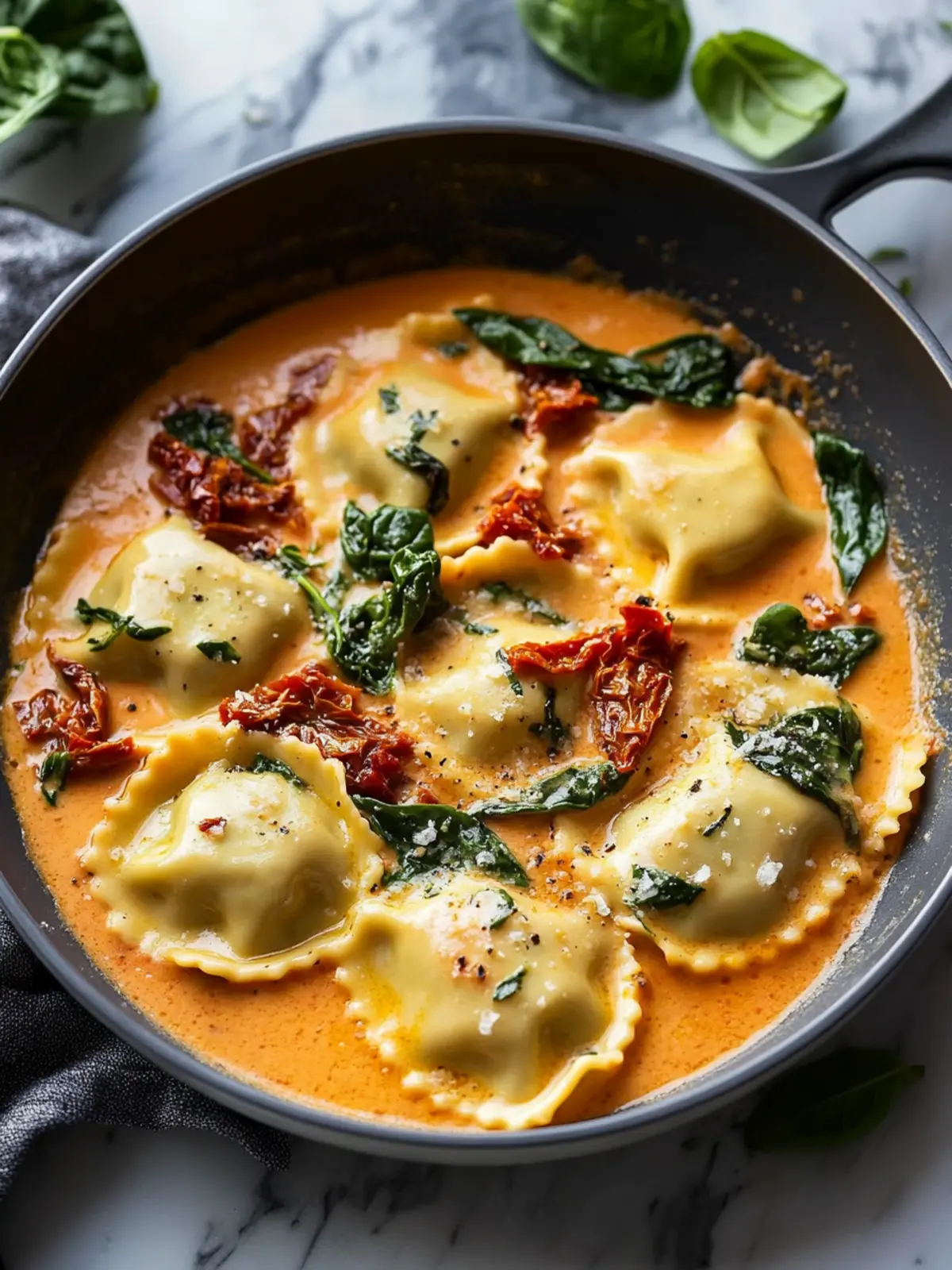 Creamy Sun-Dried Tomato and Spinach Sauce Ravioli Made Easy 4 Creamy Sun-Dried Tomato and Spinach Sauce Ravioli