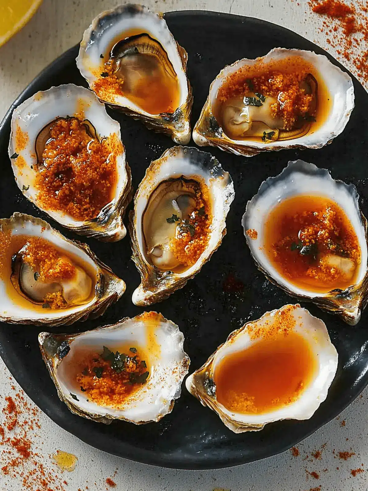 Savory Barbecued Oysters with Smoky Uni Butter Delight 3 Barbecued Oysters with Smoky Uni Butter