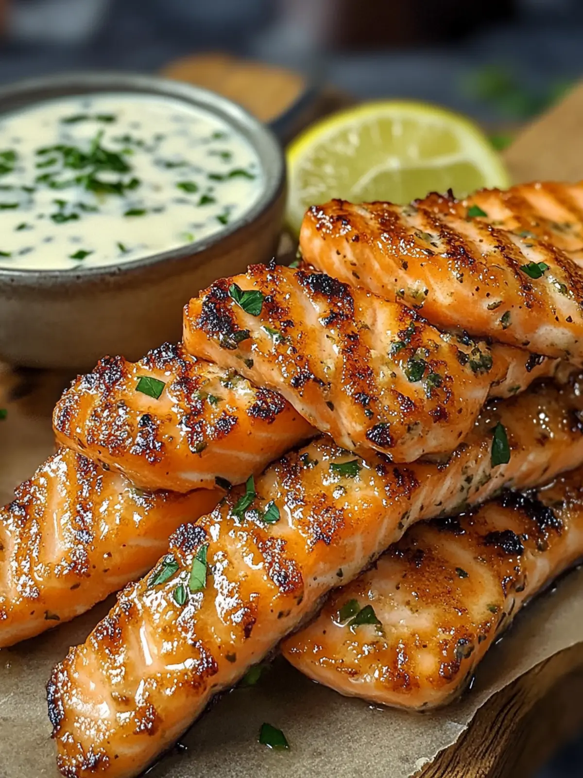 Crispy Salmon Strips with Herb Tartar Dip for Healthy Snacking 3 Crispy Salmon Strips with Herb Tartar Dip