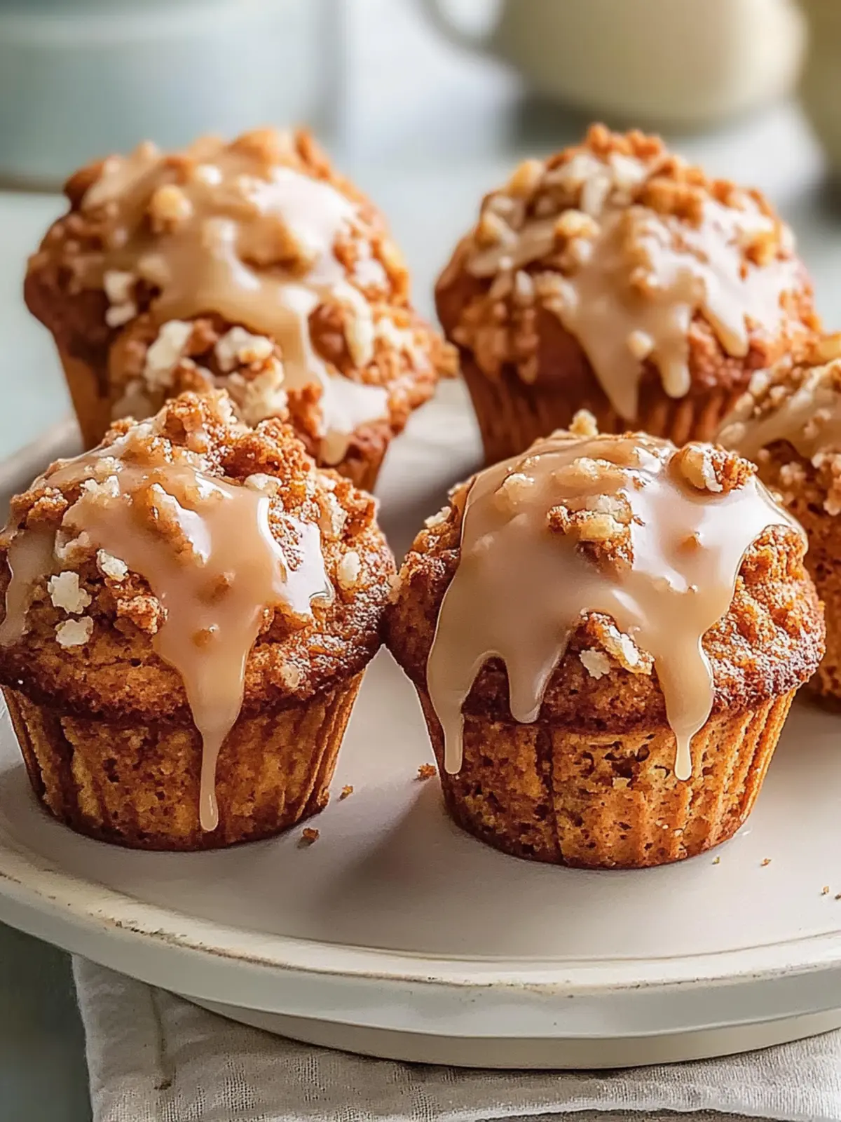Chai-Spiced Carrot Muffins with Streusel and Caramel Glaze Delight 4 Chai-Spiced Carrot Muffins with Streusel and Caramel Glaze