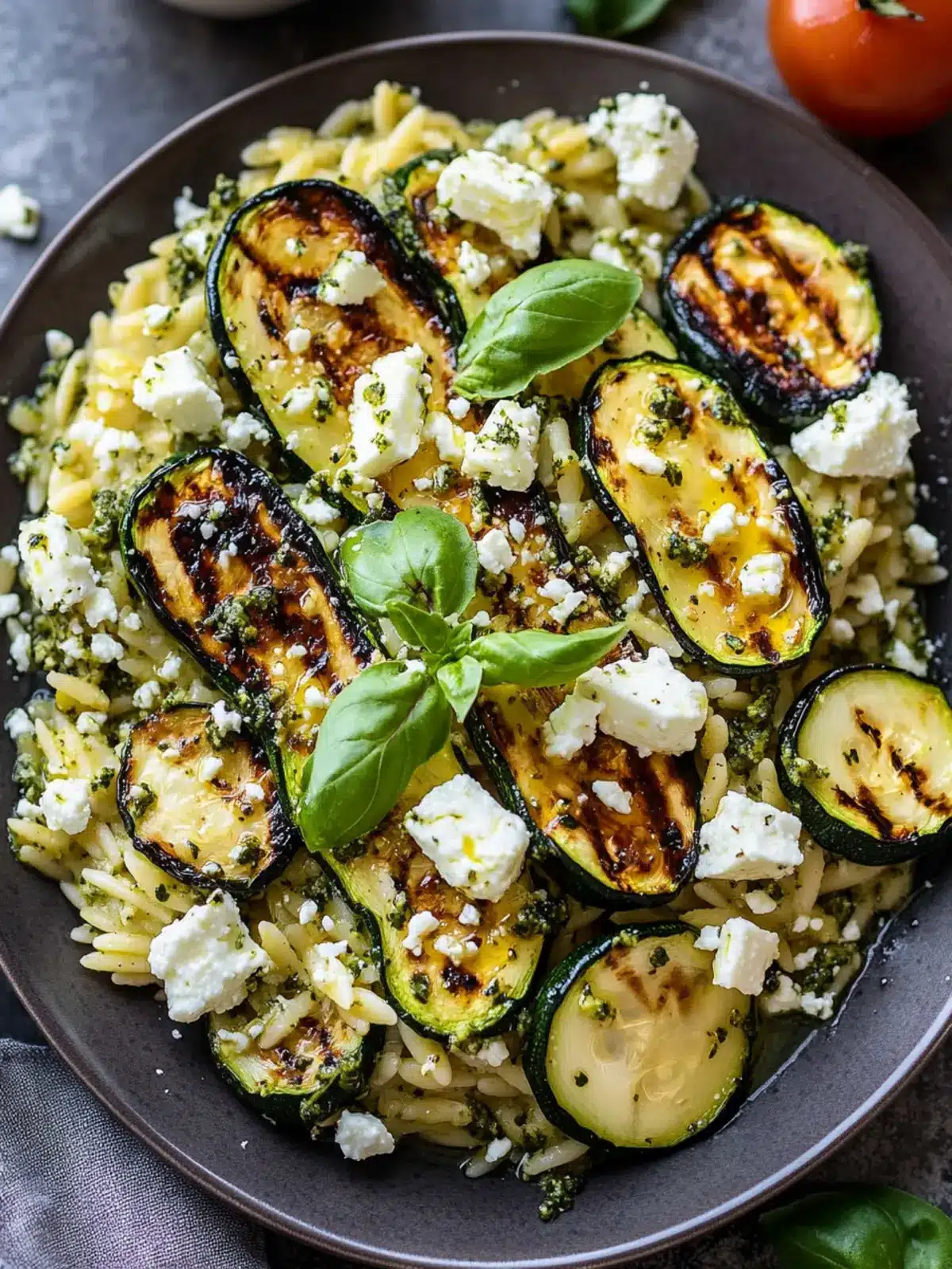 Delicious Grilled Zucchini with Orzo, Feta, and Pesto Magic 4 Grilled Zucchini with Orzo, Feta, and Pesto