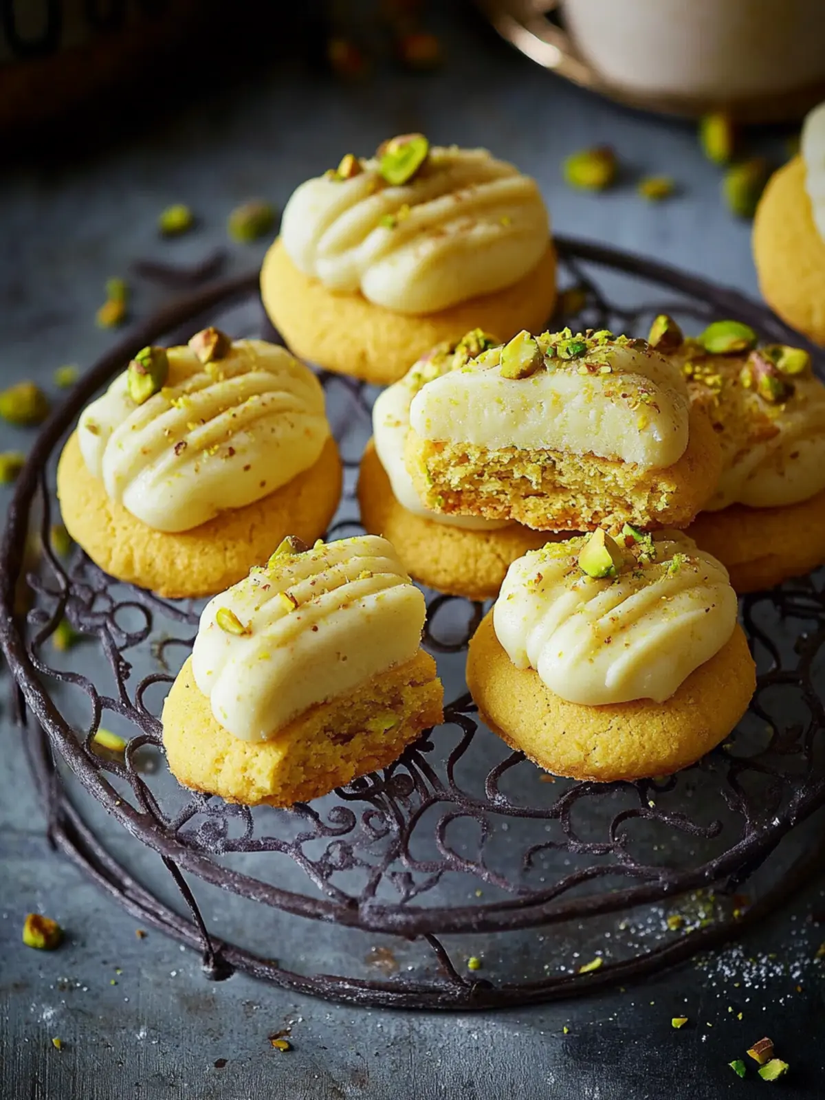 Saffron, Pistachio and White Chocolate Viennese Bliss 3 Saffron, Pistachio and White Chocolate Viennese Biscuits