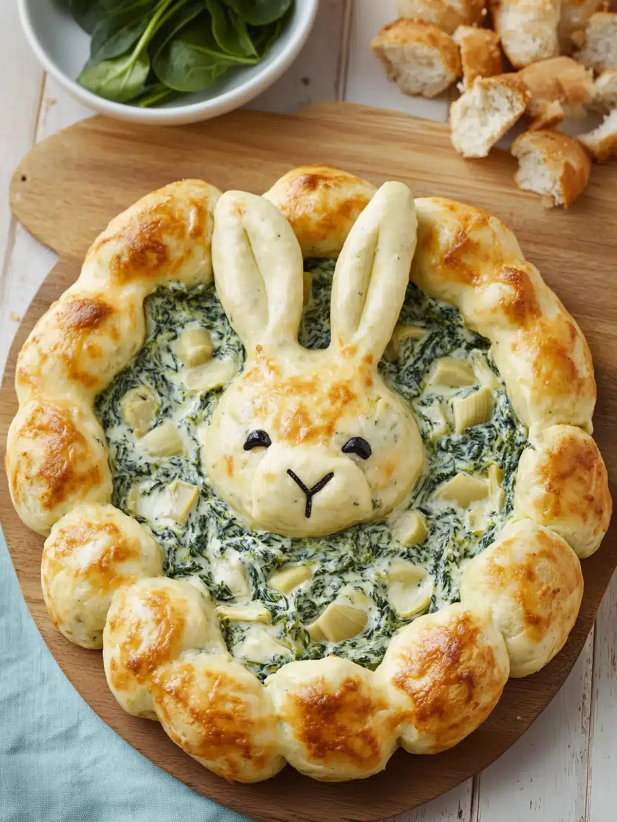Delightful Bunny Shaped Spinach Artichoke Dip for Easter Fun 2 Bunny Shaped Spinach Artichoke Dip