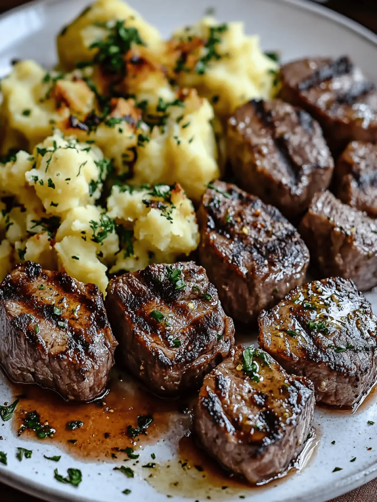 Garlic Butter Steak Bites & Cheesy Smashed Potatoes Bliss 4 Garlic Butter Steak Bites and Cheesy Smashed Potatoes