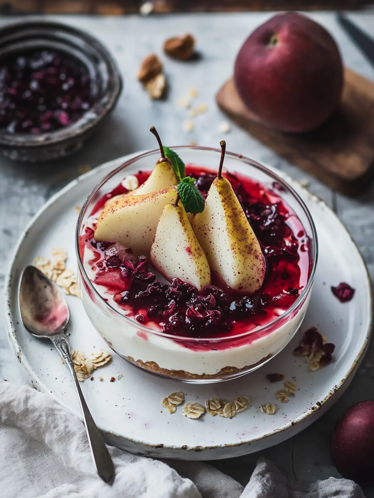 Delightful Baked Vanilla Yoghurt With Hibiscus Poached Pears 3 Baked Vanilla Yoghurt With Hibiscus Poached Pears
