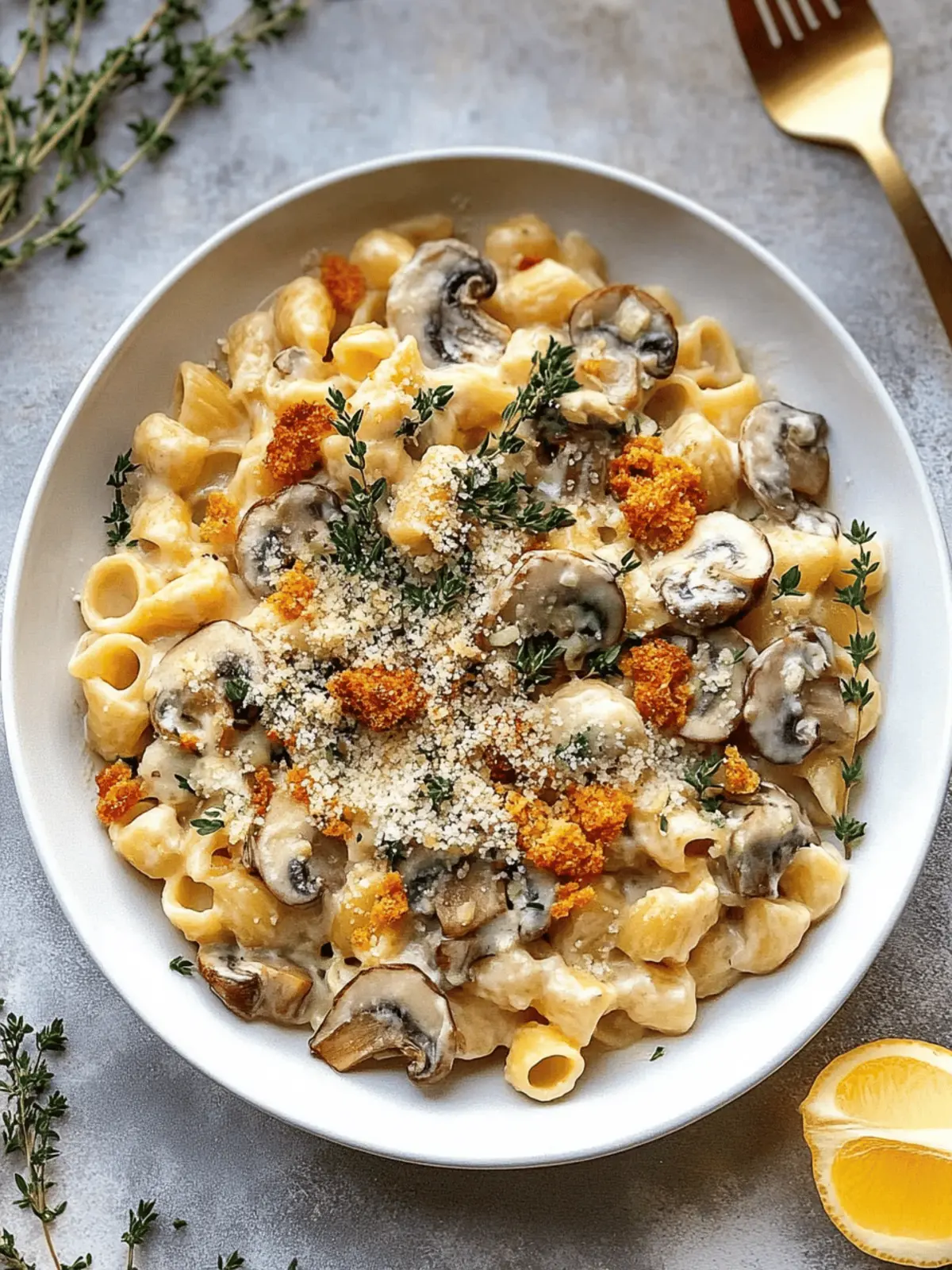 Cheesy Mushroom Pasta with Breadcrumbs and Thyme Bliss 3 Cheesy Mushroom Pasta with Breadcrumbs and Thyme