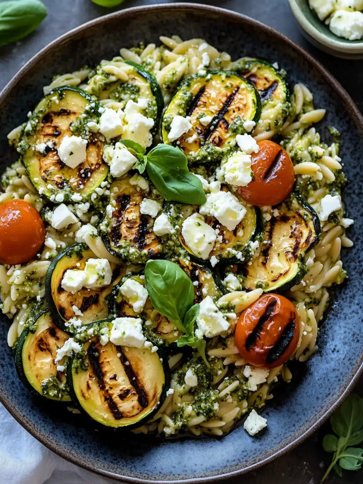 Delicious Grilled Zucchini with Orzo, Feta, and Pesto Magic 3 Grilled Zucchini with Orzo, Feta, and Pesto