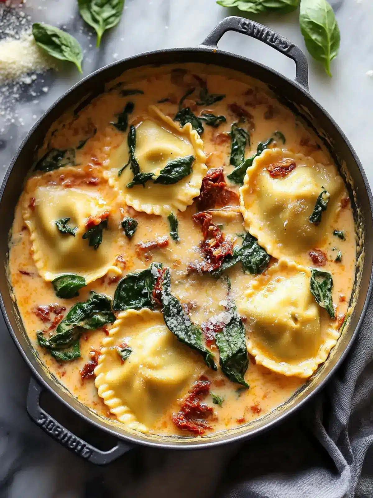 Creamy Sun-Dried Tomato and Spinach Sauce Ravioli Made Easy 3 Creamy Sun-Dried Tomato and Spinach Sauce Ravioli