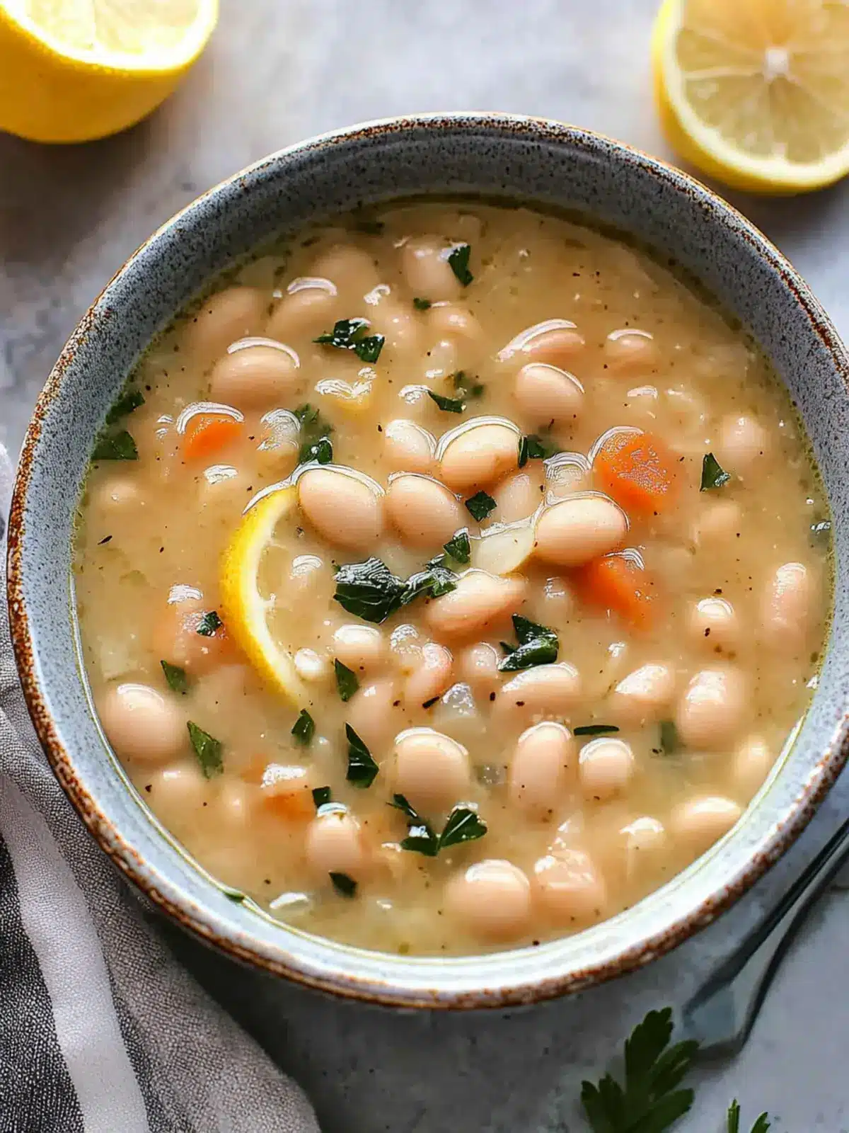 Creamy Greek White Bean Soup With Garlic & Lemon Delight 2 Greek White Bean Soup With Garlic & Lemon