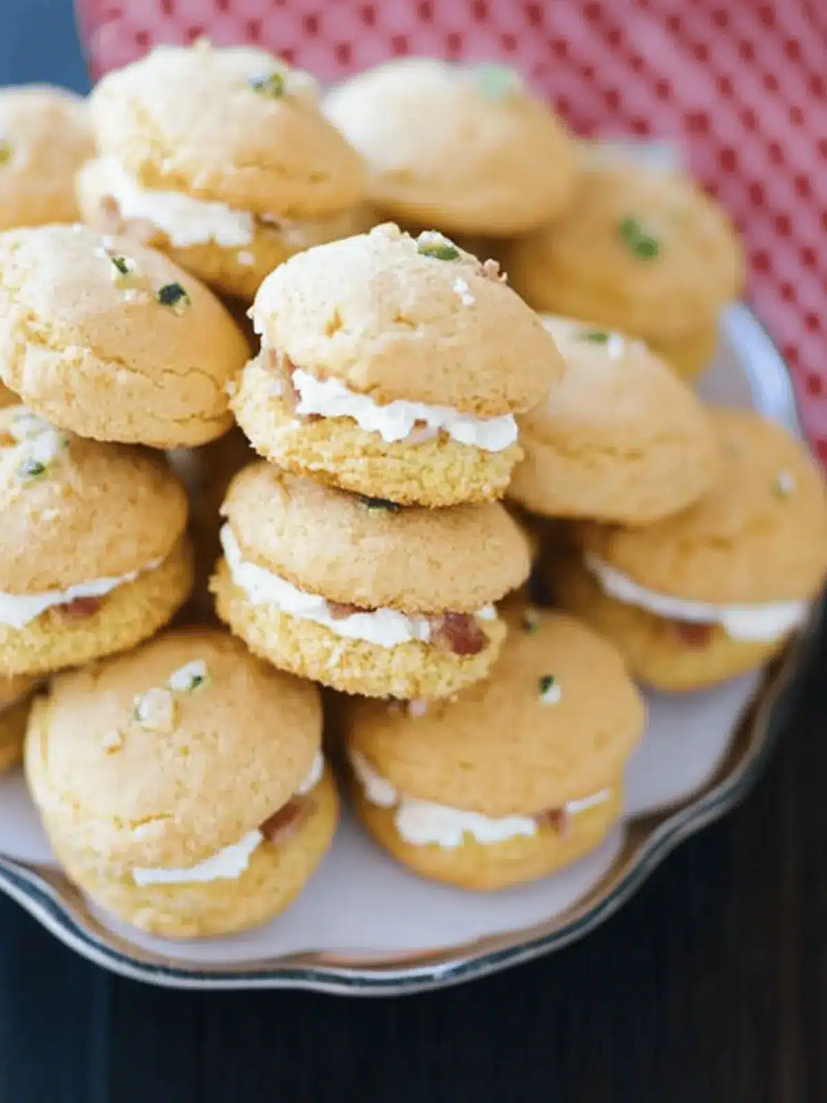 Spicy Jalapeño Cornbread Whoopie Pies with Bacon Bliss 2 Jalapeño Cornbread Whoopie Pies with Goat Cheese and Bacon Filling