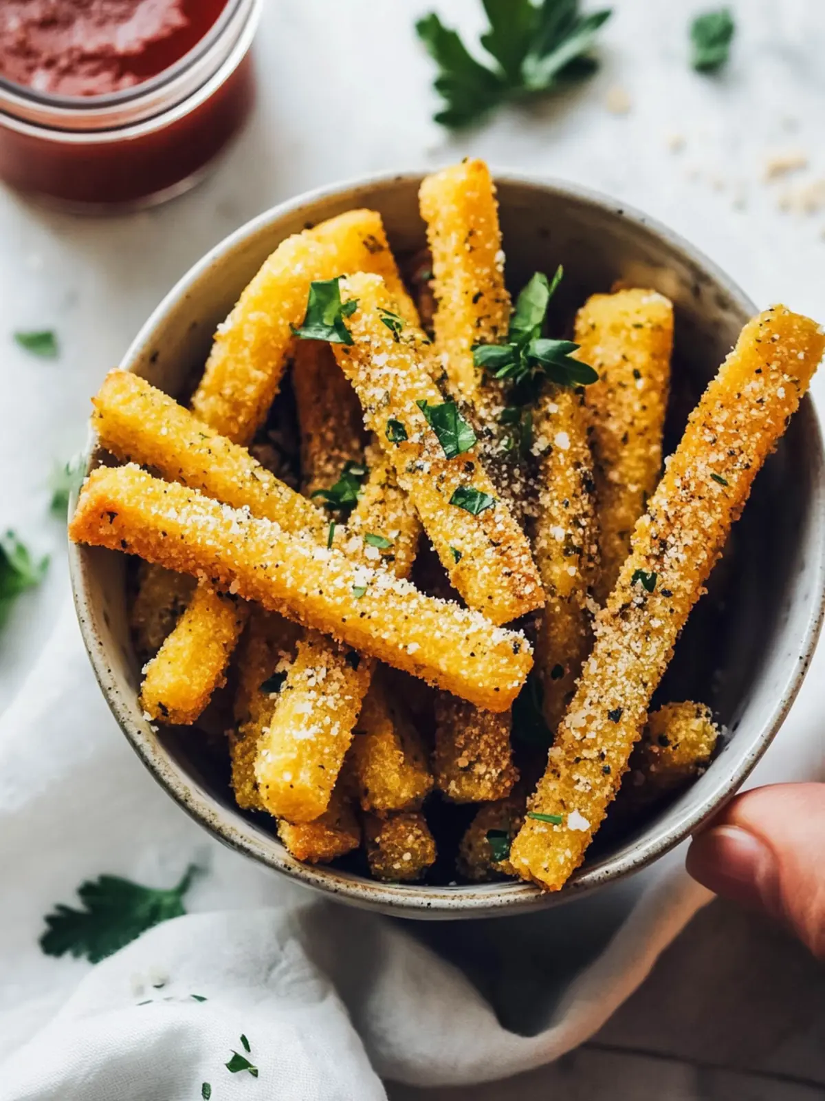 Vegan Parmesan and Herb Polenta Fries: Crispy Home Cooking Bliss 4 Vegan Parmesan and Herb Polenta Fries