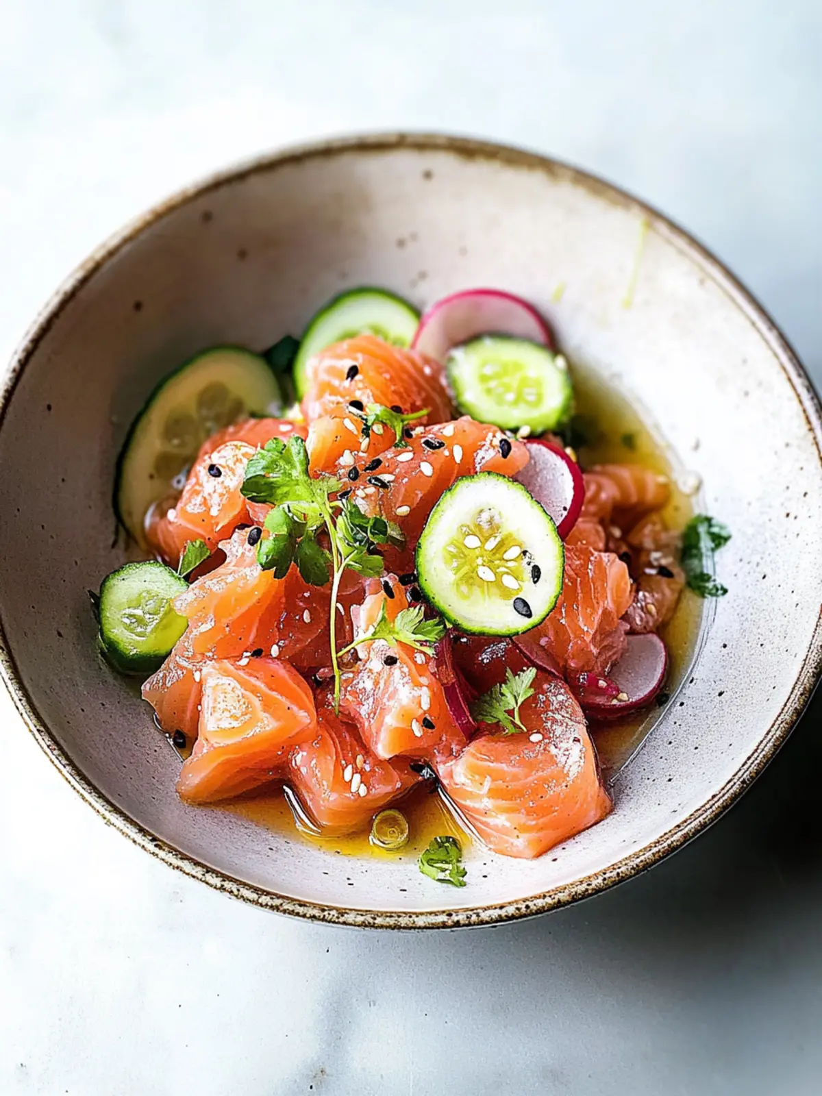 Savory Salmon Crudo with Soy Sesame Oil Delight 3 Salmon Crudo with Soy Sesame Oil