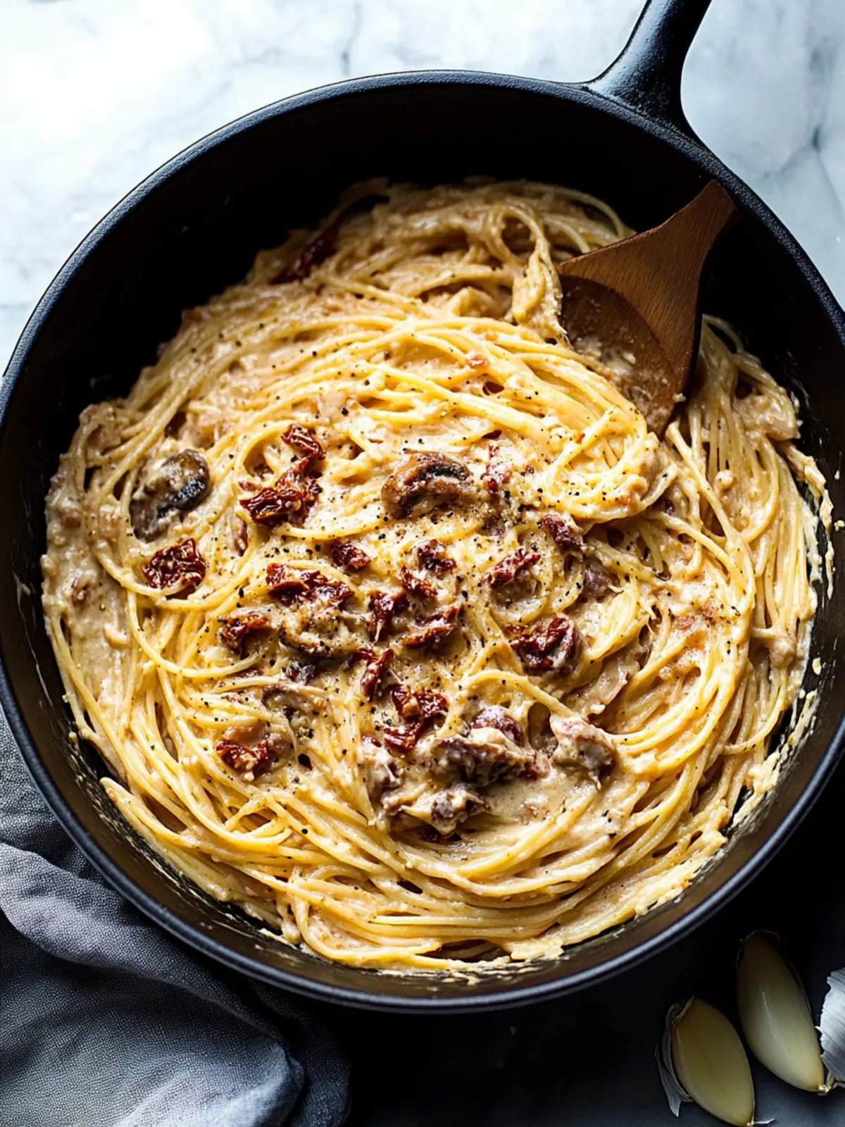 Creamy Goat Cheese and Sun-Dried Tomato Pasta Bliss 4 Creamy Goat Cheese and Sun-Dried Tomato Pasta with Roasted Garlic and Mushrooms