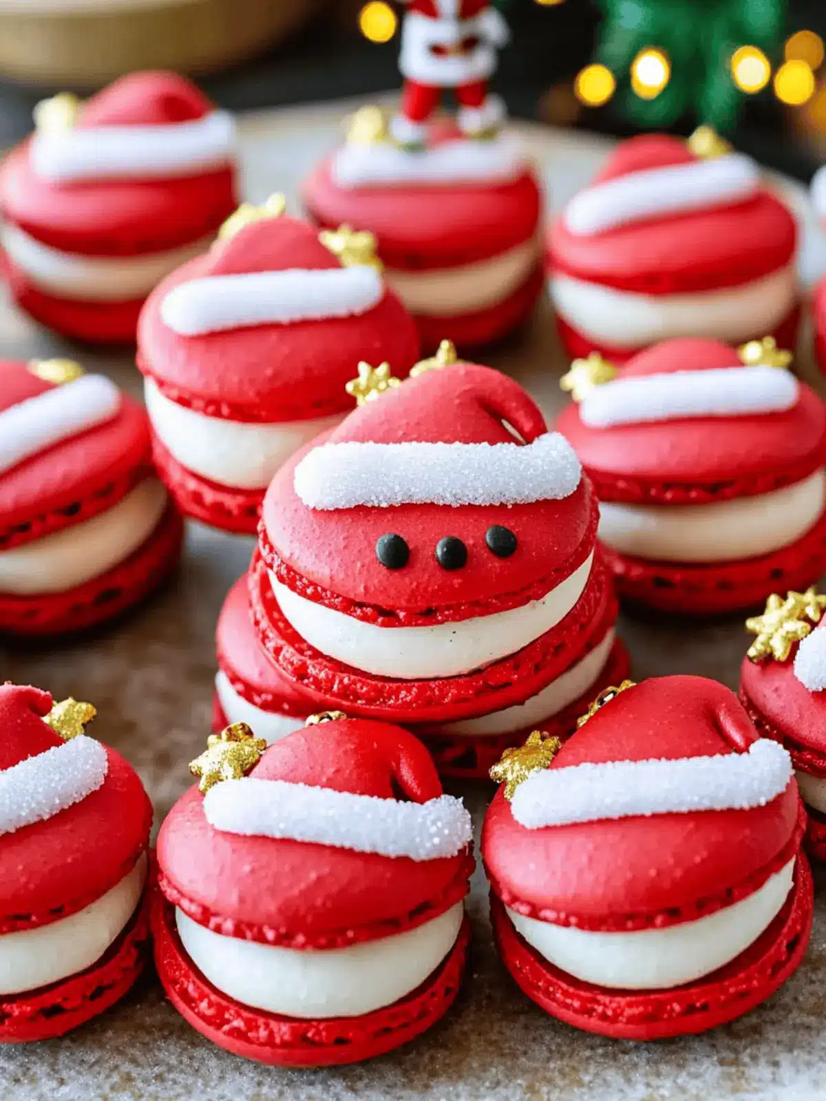 Delightful Santa Claus Macarons with Holiday Sugar Cookie Cream 3 Santa Claus Macarons