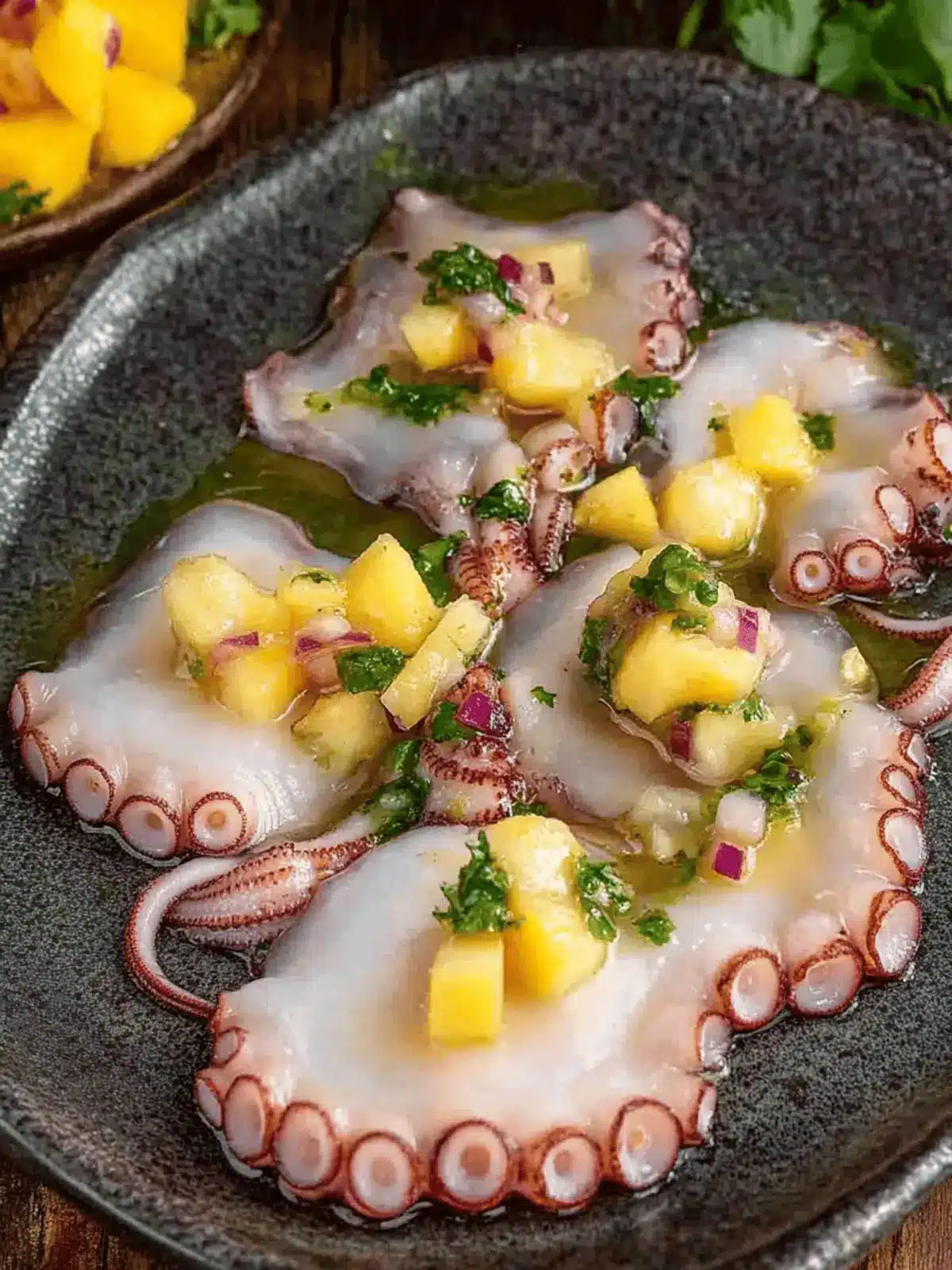 Irresistible Caribbean Octopus Appetizer with Mango Salsa 2 Caribbean Octopus Appetizer with Mango Salsa