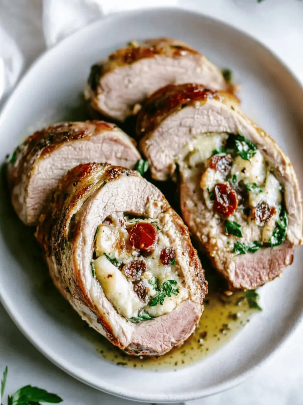 Savory Stuffed Pork Tenderloin with Apple Cider Pan Sauce 4 Stuffed Pork Tenderloin with Apple Cider Pan Sauce