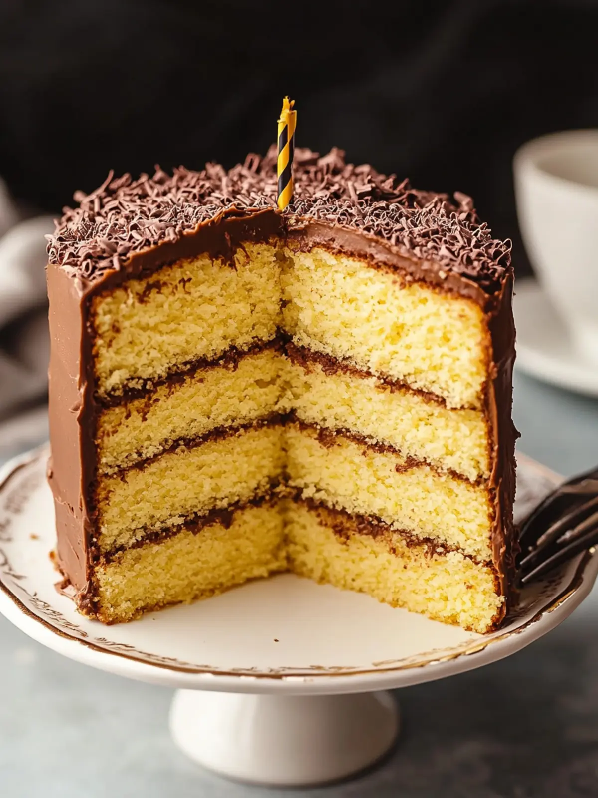 Moist Yellow Birthday Cake with Creamy Milk Chocolate Frosting 4 Yellow Birthday Cake with Milk Chocolate Frosting