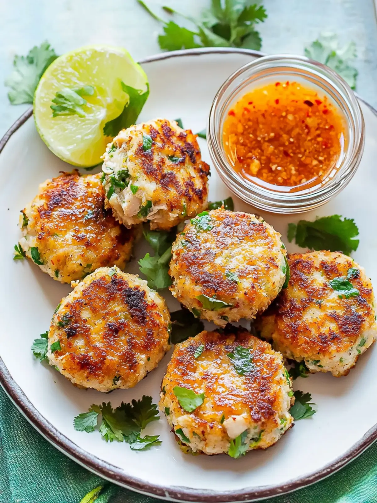 Savory Thai Chicken Cakes with Kickin' Spicy Mango Chutney 4 Thai Chicken Cakes