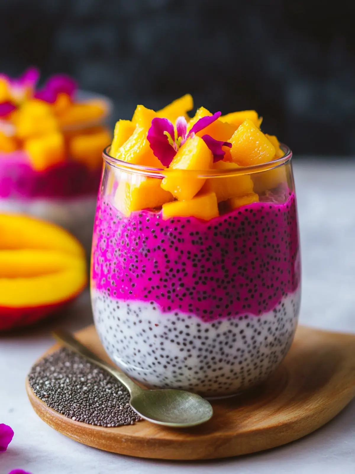 Mango and Dragon Fruit Chia Pudding for a Tropical Breakfast Treat 2 Mango and Dragon Fruit Chia Pudding